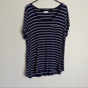 navy/white striped shirt